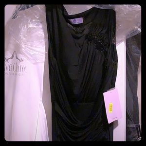 Long black lace back gown